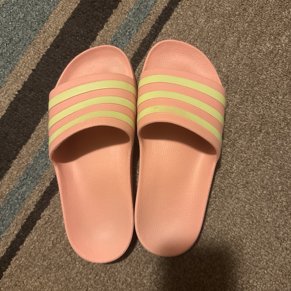 pink adidas slides women size 6